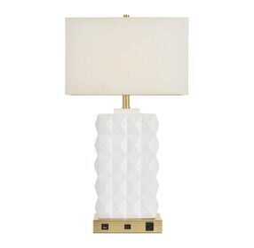 Brio 8" Brushed Brass And White Table Lamp