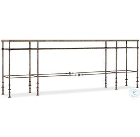 St James Oxidized Iron And Polished Stone Top Metal and Stone Console