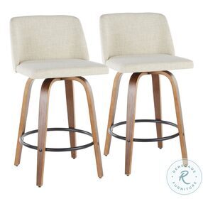 Tintori Cream Fabric And Black Accent Counter Height Stool Set Of 2