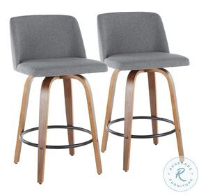 Tintori Grey Fabric And Black Accent Counter Height Stool Set Of 2