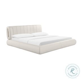 Karol Cream Upholstered Queen Platform Bed