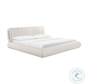 Karol Cream Upholstered King Platform Bed