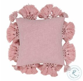Stone Washed Blushed Pink Cotton Tasseled Pillow