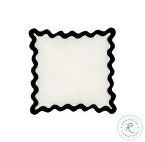 Scalloped Black And White Cotton Velvet Throw Pillow