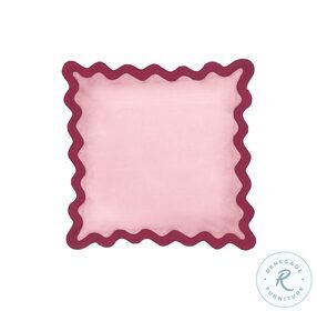 Scalloped Magenta And Pink Cotton Velvet Throw Pillow