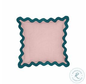 Scalloped Blue And Pink Throw Pillow