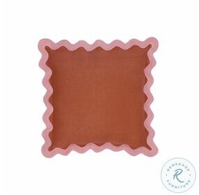 Scalloped Pink And Terracotta Throw Pillow