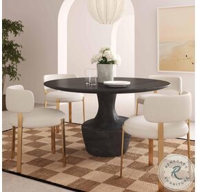 Gevra Black Acacia And Faux Plaster Dining Room Set