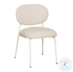 McKenzie Cream Vegan Leather Stackable Dining Chair With Cream Legs Set of 2