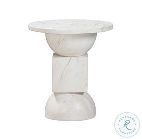 Chip White Marble Print Side Table