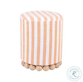 Dex Pink And White Striped Linen Ottoman