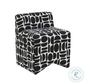 Pippa Black Geometric Jacquard Weave Stool