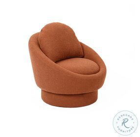 Sammy Saffron Red Boucle Swivel Lounge Chair