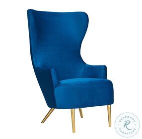 Julia Navy Wingback Velvet Chair by Inspire Me Home Decor