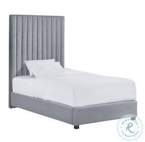 Arabelle Grey Twin Upholstered Platform Bed