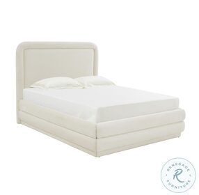 Briella Cream Velvet King Upholstered Panel Bed