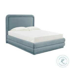 Briella Bluestone Velvet Full Upholstered Panel Bed