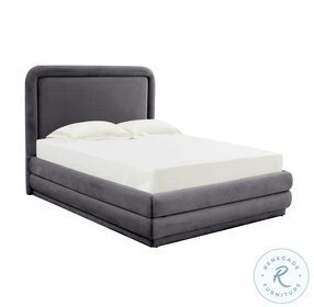 Briella Dark Grey Velvet Full Upholstered Panel Bed