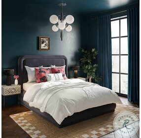 Briella Dark Grey Velvet Upholstered Panel Bedroom Set