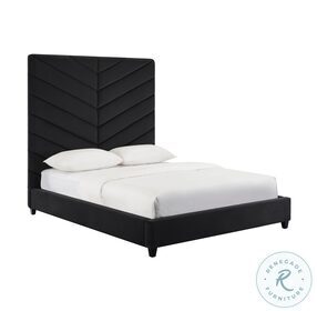 Javan Black Velvet King Upholstered Platform Bed