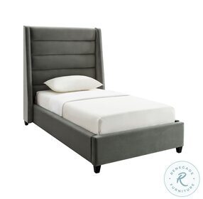 Koah Grey Velvet Twin Upholstered Platform Bed