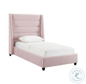 Koah Blush Velvet Twin Upholstered Platform Bed