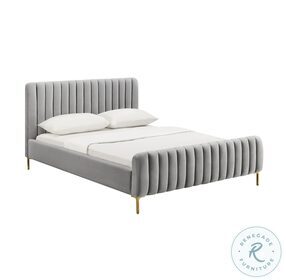 Angela Grey Queen Upholstered Panel Bed