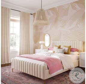 Angela Cream Upholstered Panel Bedroom Set