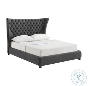 Sassy Grey Velvet Upholstered Queen Platform Bed
