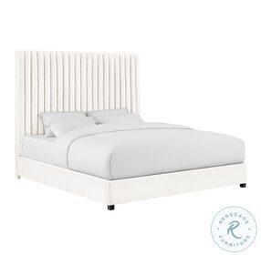 Arabelle White Velvet Queen Upholstered Platform Bed
