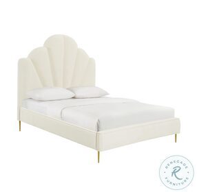 Bianca Cream Velvet Queen Upholstered Panel Bed