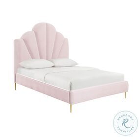 Bianca Blush Velvet Queen Upholstered Panel Bed