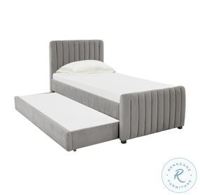 Angela Grey Twin Upholstered Platform Bed with Trundle