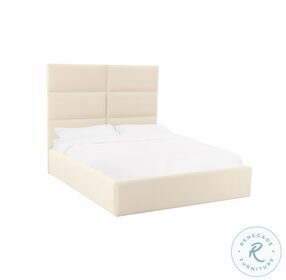 Eliana Cream Velvet King Upholstered Panel Bed