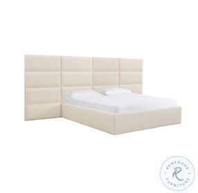 Eliana Cream Boucle Queen Upholstered Panel Bed with Wings