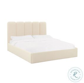 Palani Cream Velvet King Upholstered Panel Bed