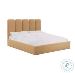 Palani Honey Velvet King Upholstered Panel Bed
