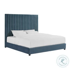 Arabelle Sea Blue Queen Upholstered Platform Bed