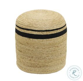 Emerge Black And Natural Round Pouf