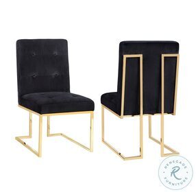 Akiko Black Velvet Chair Set of 2