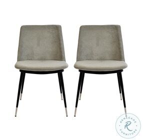Evora Grey Velvet and Silver Chair Set of 2