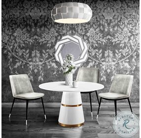 Rosa White Round Dining Room Set with Evora Chair