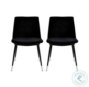 Evora Black Velvet and Silver Chair Set of 2
