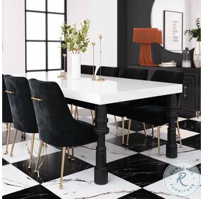 Spindle White and Black Dining Room Set