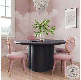 Elika Black Faux Plaster Round Dining Room Set
