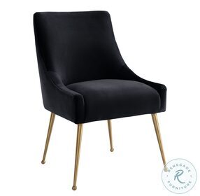 Beatrix Black Velvet Side Chair with Gold Legs