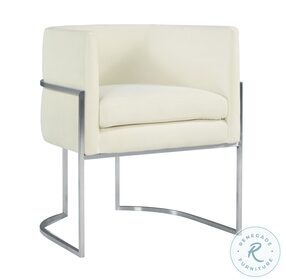Giselle Cream Velvet Dining Chair with Silver Base by Inspire Me Home Decor