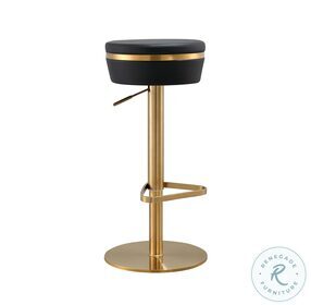 Astro Black and Gold Swivel Adjustable Stool
