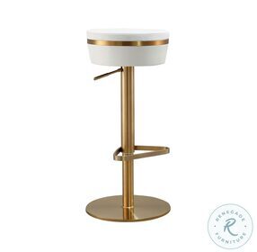 Astro White and Gold Swivel Adjustable Stool
