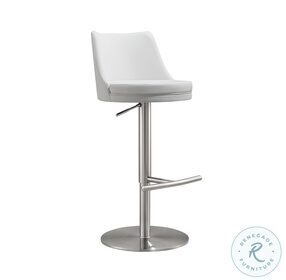 Reagan White and Silver Adjustable Stool